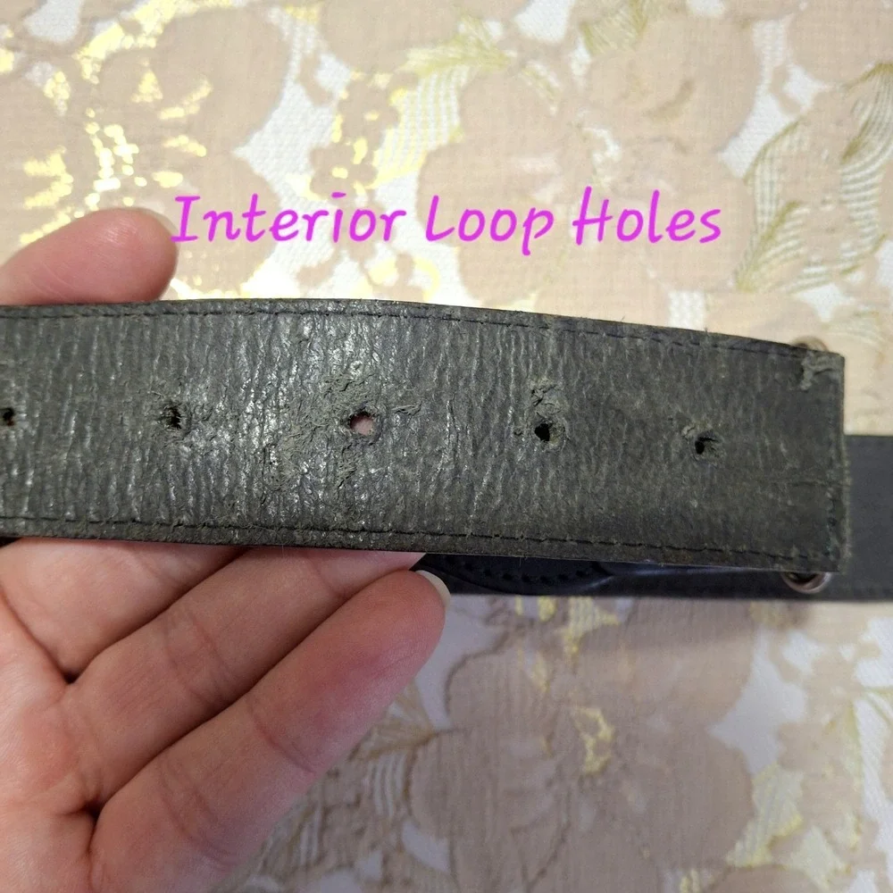 Vintage GEIGER Dark Forest Green Leather Belt Coin Accent Made in Austria 38 S/M